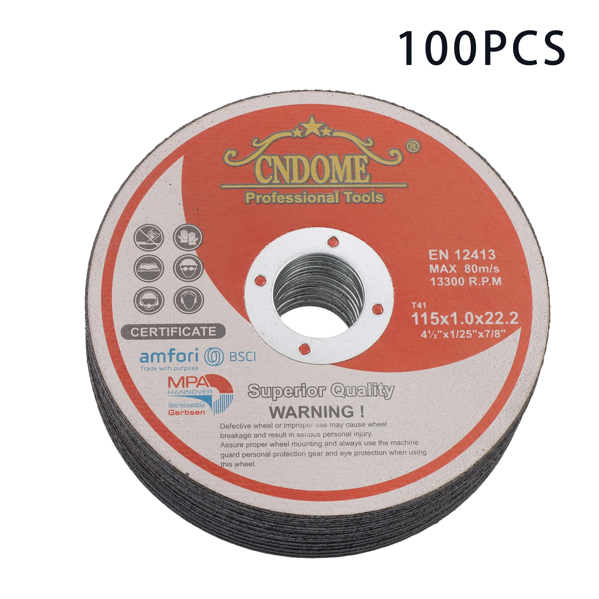 100-Pack Ultra-Thin Abrasive Discs 4-1/2x0.040x7/8 Smooth Edges No Burr for Metal & Stainless Polishing