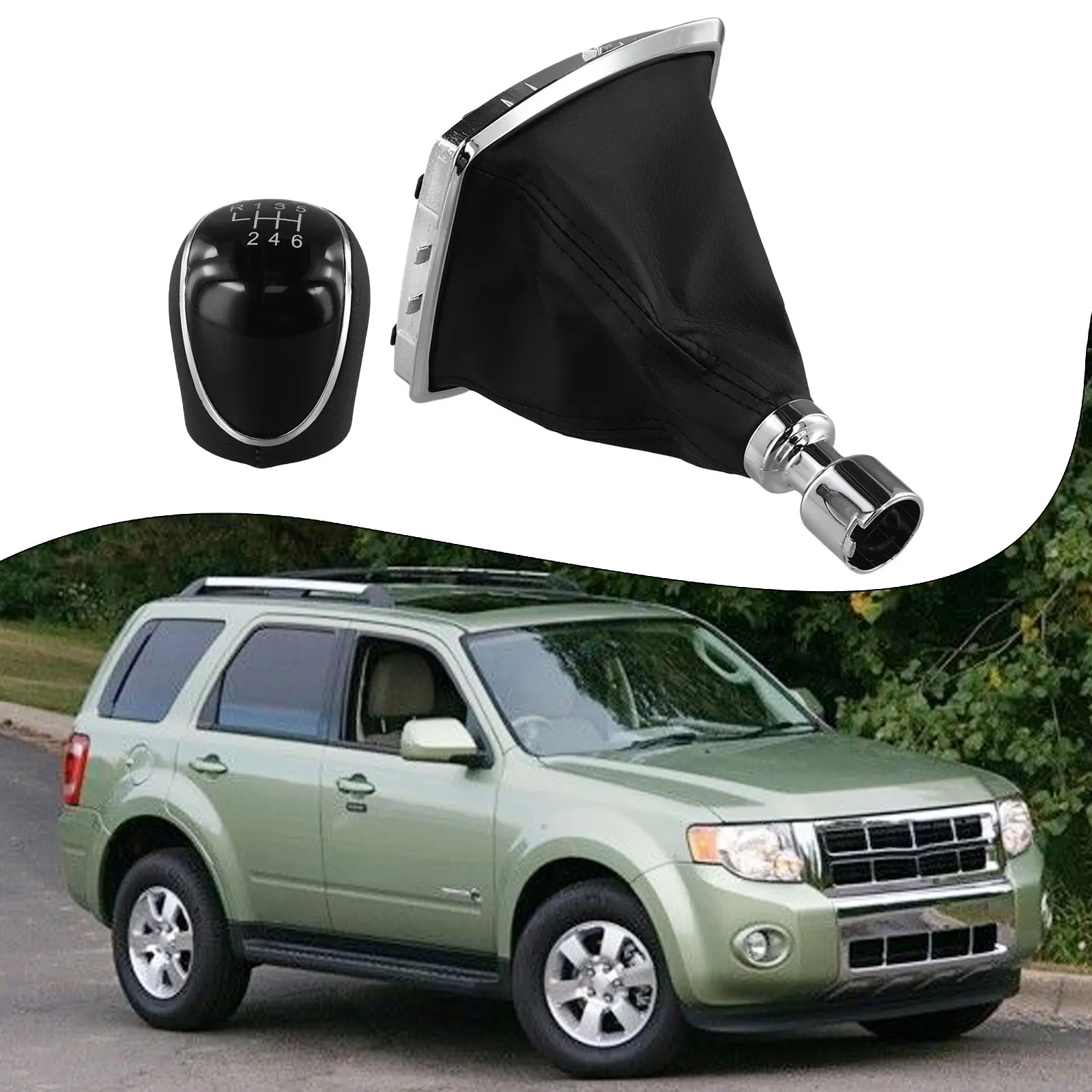 

Luxury Interior Gear Knob 6-speed Chrome Frame Black Color Comfortable Grip Easy Installation Enhanced Visual Appeal