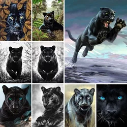 5D DIY Diamond Painting Black Leopard Jaguar Animals Full Square Round Diamond Mosaic Embroidery Cross Stitch Home Decor Art