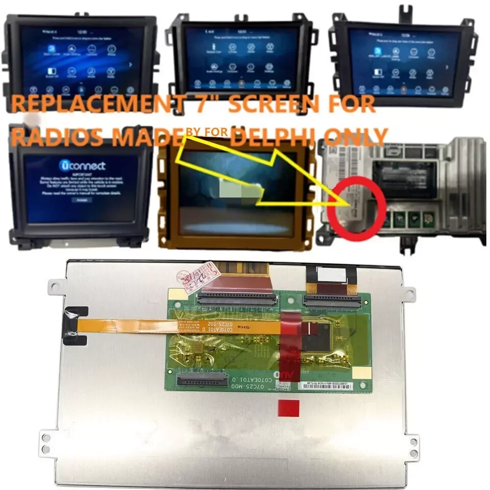 

7" LCD Display C070EAT01.0 Uconnect Radio VP2 LCD Digitizer Touch Screen For Chrysler 300 Repair