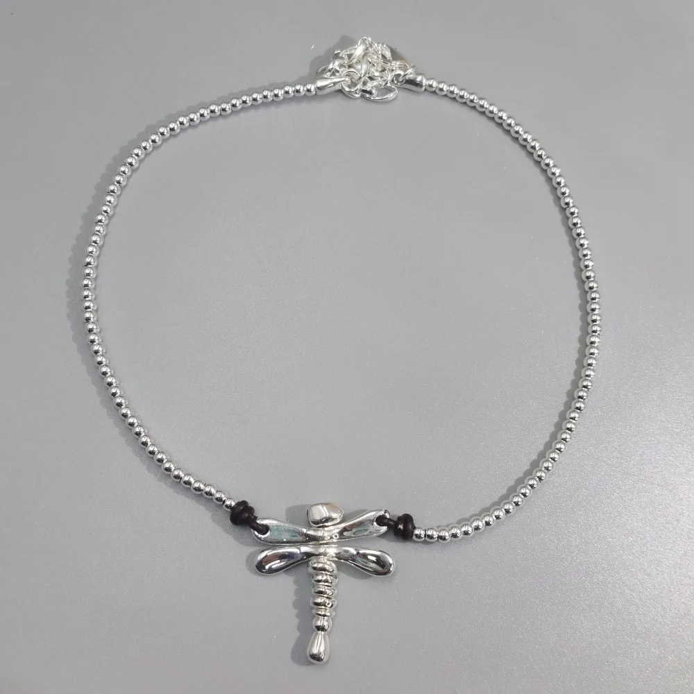 Women's Shiny Dragonfly Pendant Bead Necklace
