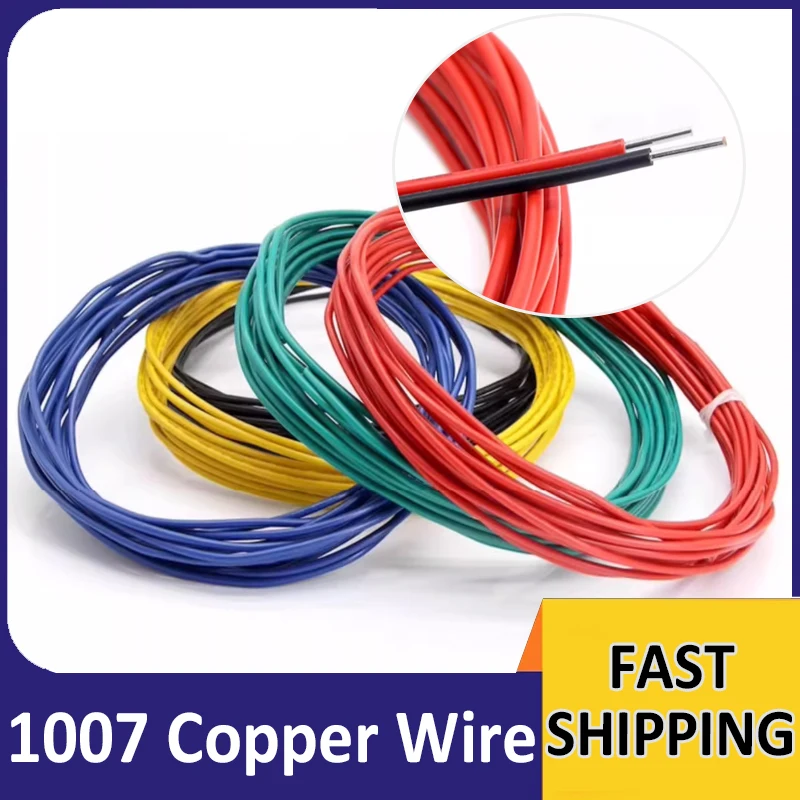 1~10Meters 1007 Single Core Copper Wire 26-14AWG Tin Plated Copper LED Circuit Board Connection Cable