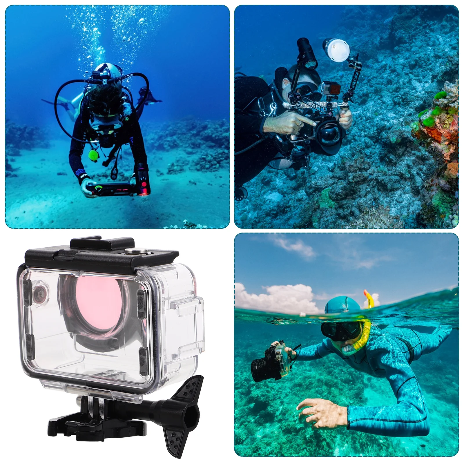 Waterproof Housing Dual Cold Shoe Mounts For Digital Camera Protection Underwater Case Portable Sturdy Shell Camera Accessories