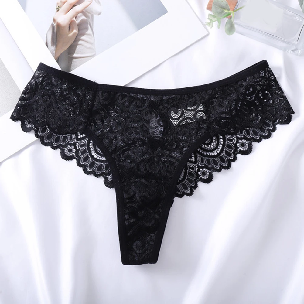 

Sexy Lace Underwear For Women Low Rise Breathable Panties Sheer Briefs Black White Bean Paste Dark Green Wine Red