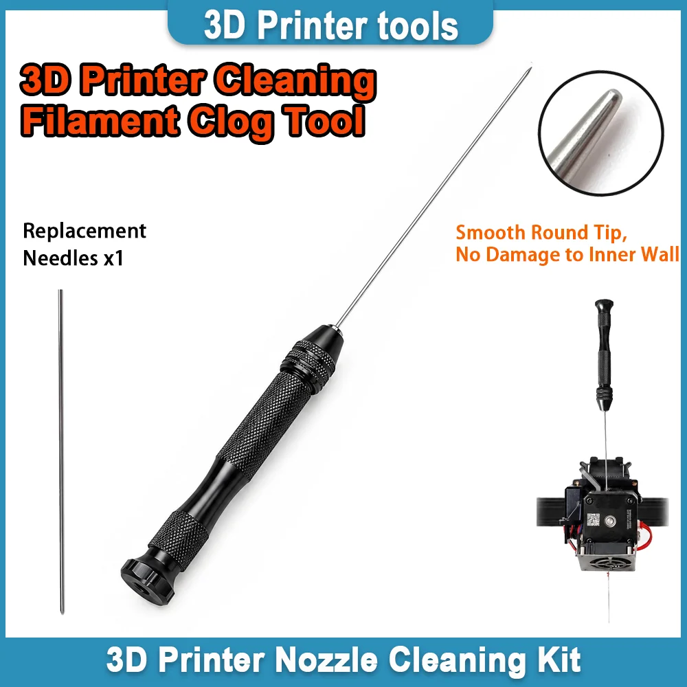 Clog Poke 3D Printer Accessories Φ1.6mm Cleaning Needle Tool for Any 1.75mm Nozzles, 3D Printer Nozzle Cleaning Removable Needle