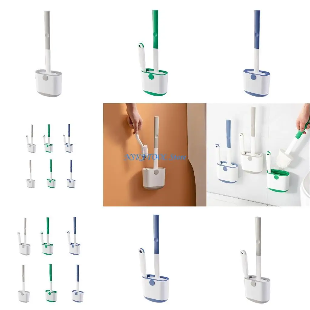 

L8RC Щетка для унитаза 2-в-1-Комбинированный комплект для чистки ванной комнаты с держателем Быстросохнущая Эффективная глубокая