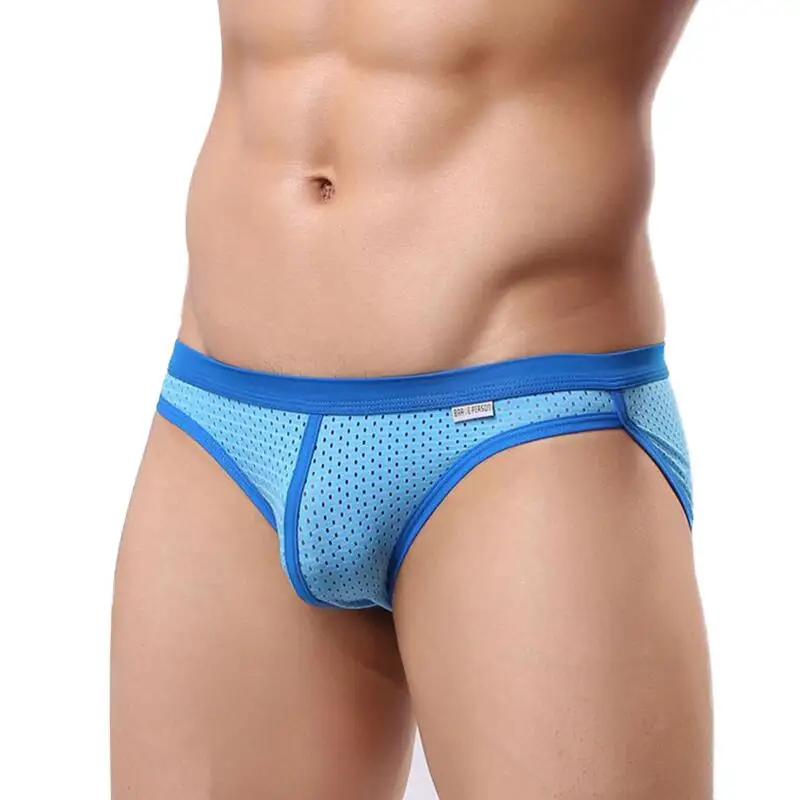 Brave Person Sexy Underwear Mens Briefs Breathable Mesh Bikini Briefs Underpants Men Low-waist Panties 6 Colors Briefs for Man