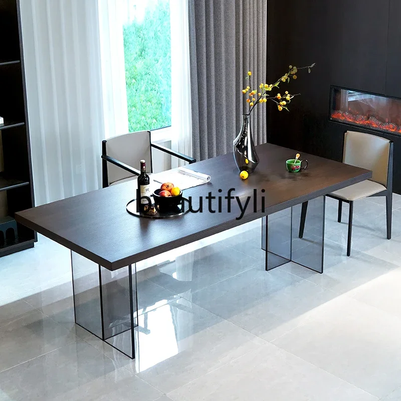 

Italian Style Dining Table Acrylic Transparent Table Legs Light Luxury Designer Rectangular Dining Table