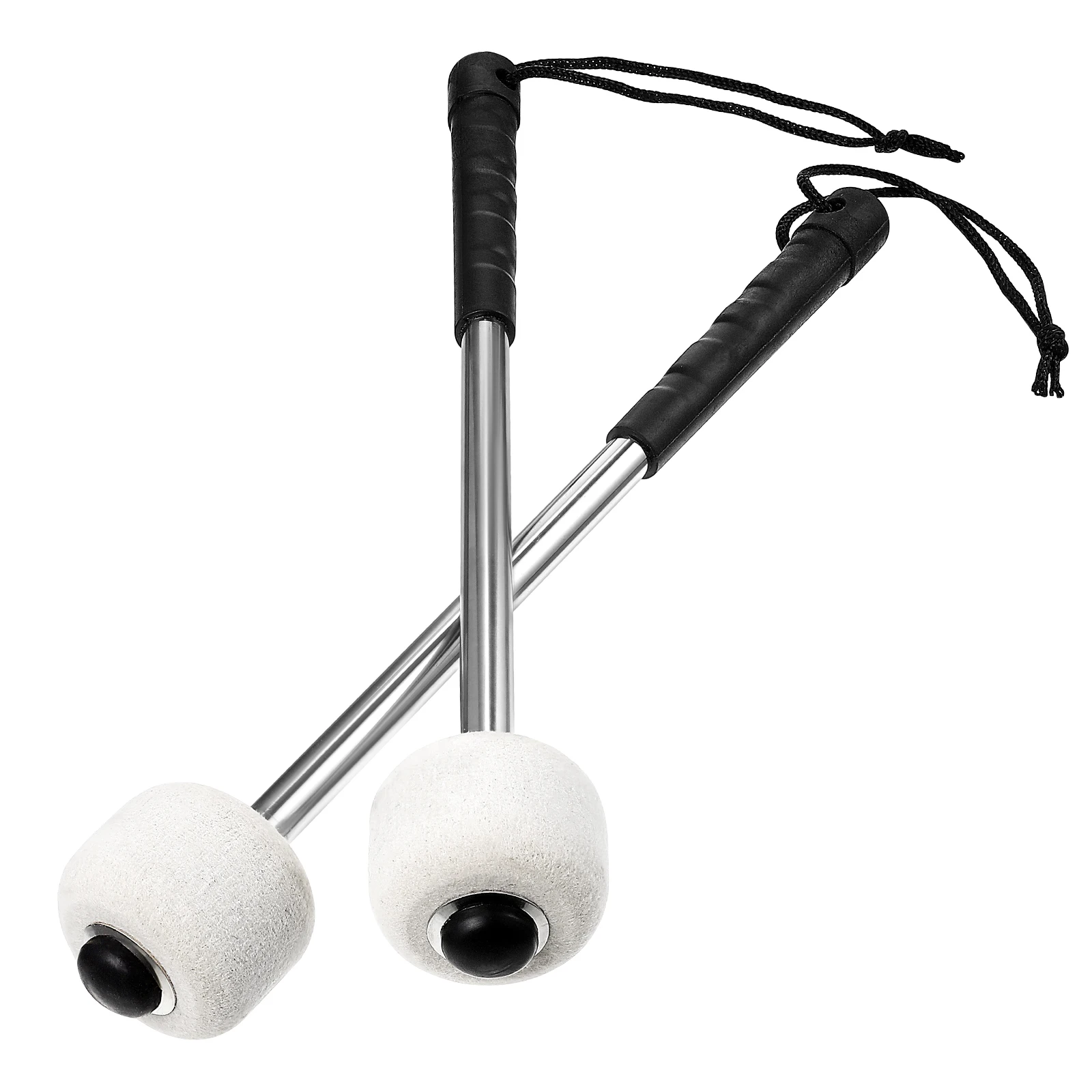 

2 pcs Drumsticks Stainless Steel Handle Wool Felt Head Lightweight Portable For Kids Beginners Practice Percussion Instruments