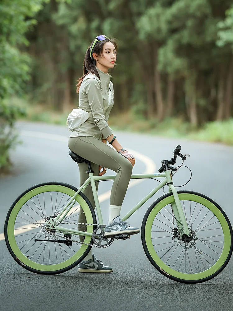 

Окрашенная рама из высокоуглеродистой стали, мертвый летающий велосипед, легкий шоссейный велосипед 700C, двойные дисковые тормоза, подходят для городских горных дорог