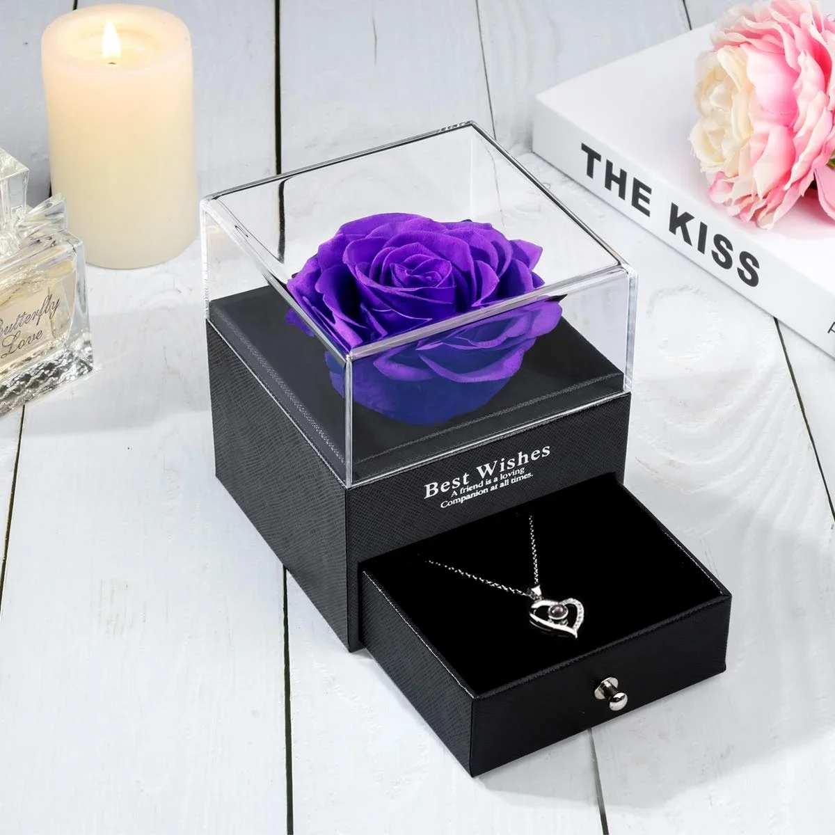 Luxury Flower Jewelry Drawer Box, Rose Flower Design, Preserved Rose in Gift Box,Present Box,Christmas Suprise