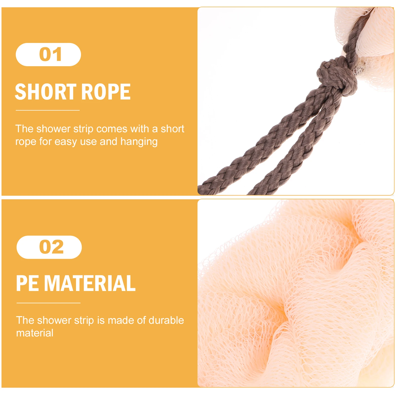 

4pcs Long Bath Towel Shower Tool Ball Pouf Body Scrubber Exfoliator Natural Pe Sponge Durable Eco Friendly Easy Clean Dead Skin