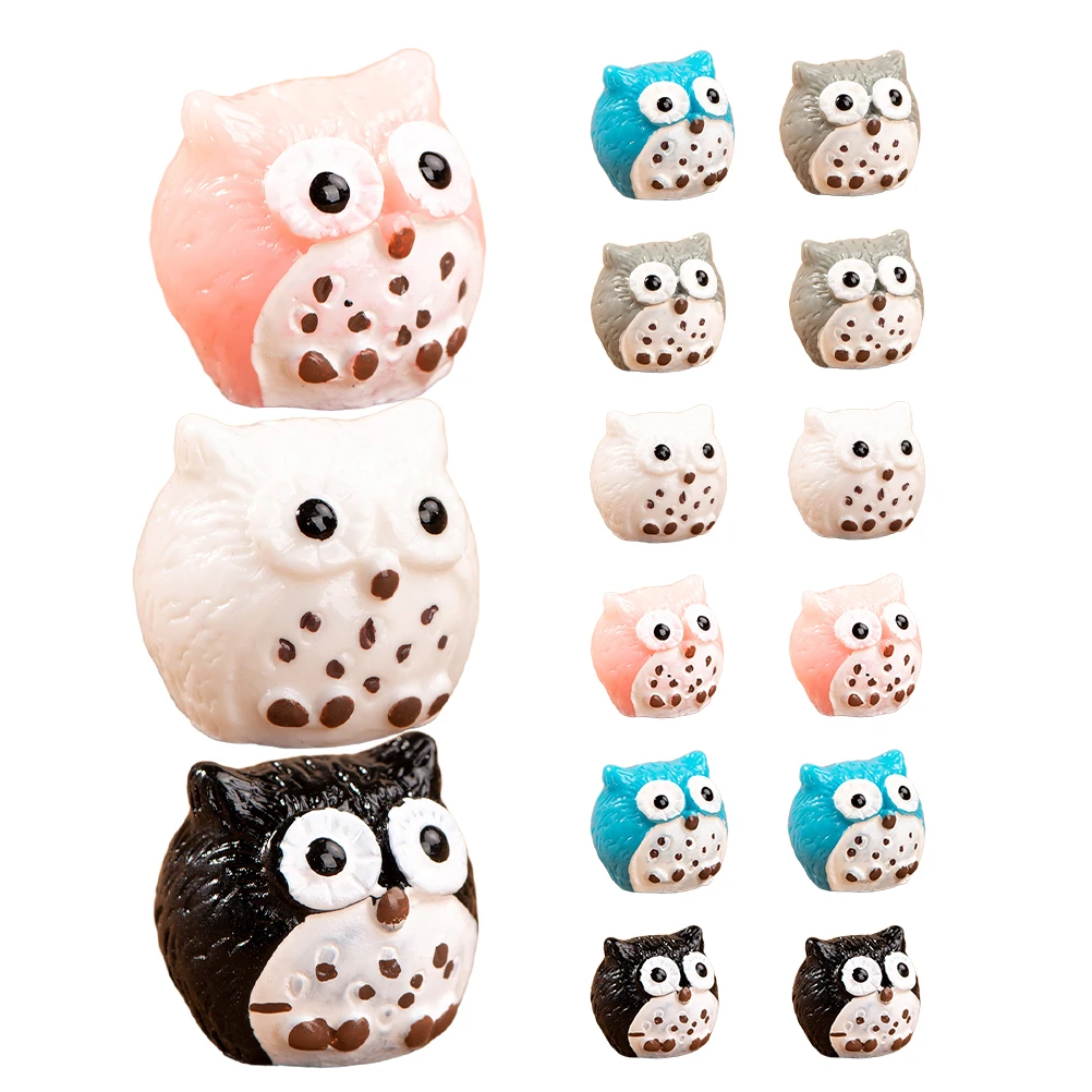 15 szt. Miniaturowe figurki sów z żywicy, unikalny design, trwałe, małe figurki zwierząt, mikro krajobraz, dekoracja bonsai, mini figurki sów