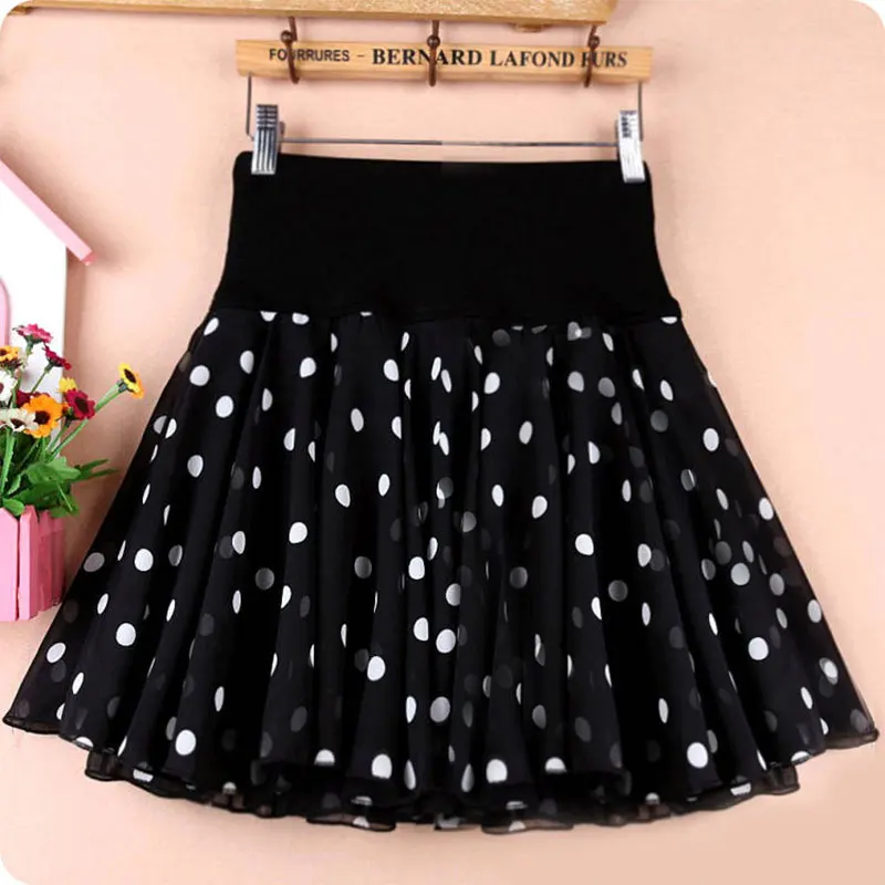 

Polka Dot Chiffon ort Skirt Women's High Waist A-Line Skirt Summer Anti-Light Flared Skirt Casual Commute Sle