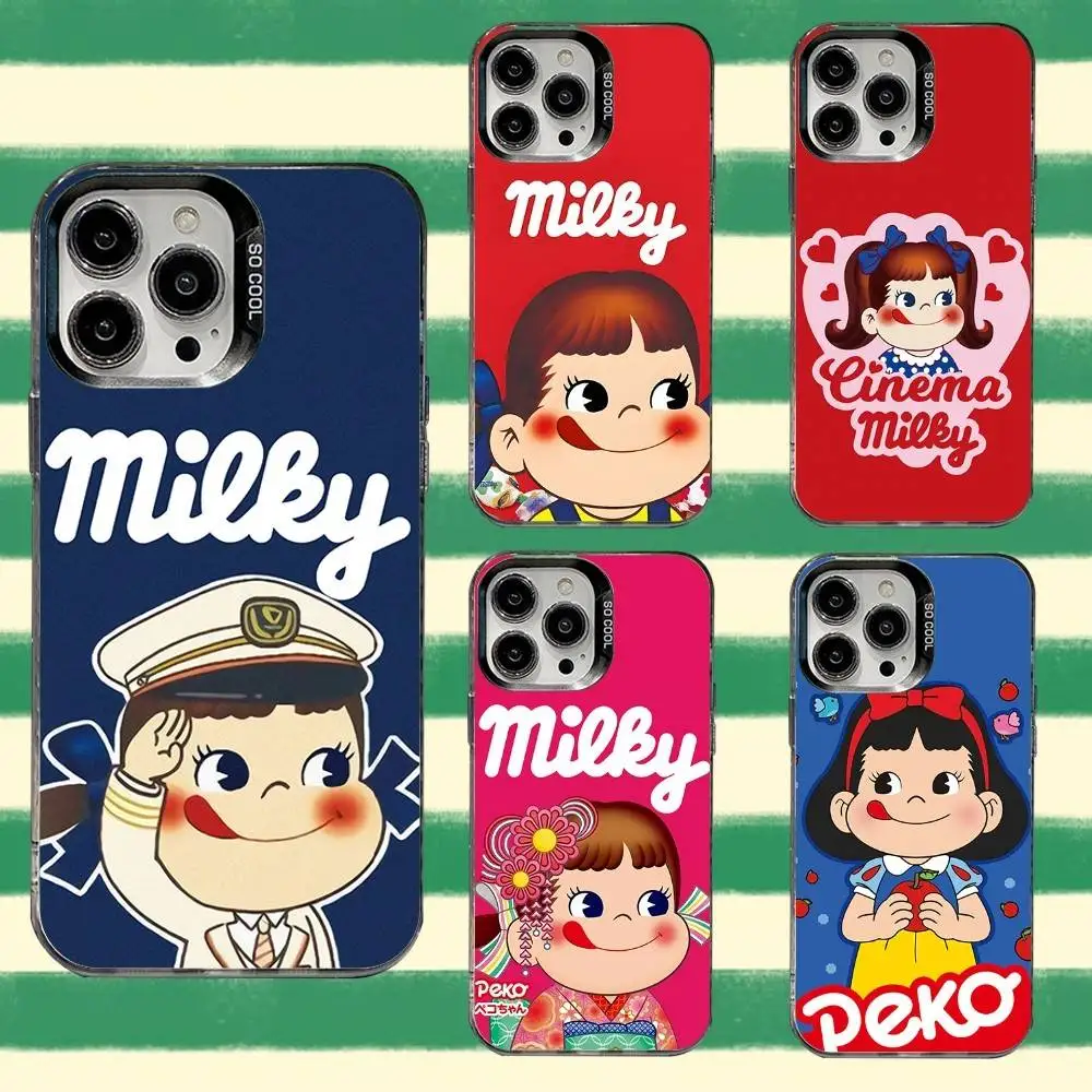 

Fujiya Milky Peko-Chan Phone Case For iPhone 16,15,14,13,12,11,8,7,Pro,Max,Plus,Mini,XS,SE Anti Fall Black Matte Hard