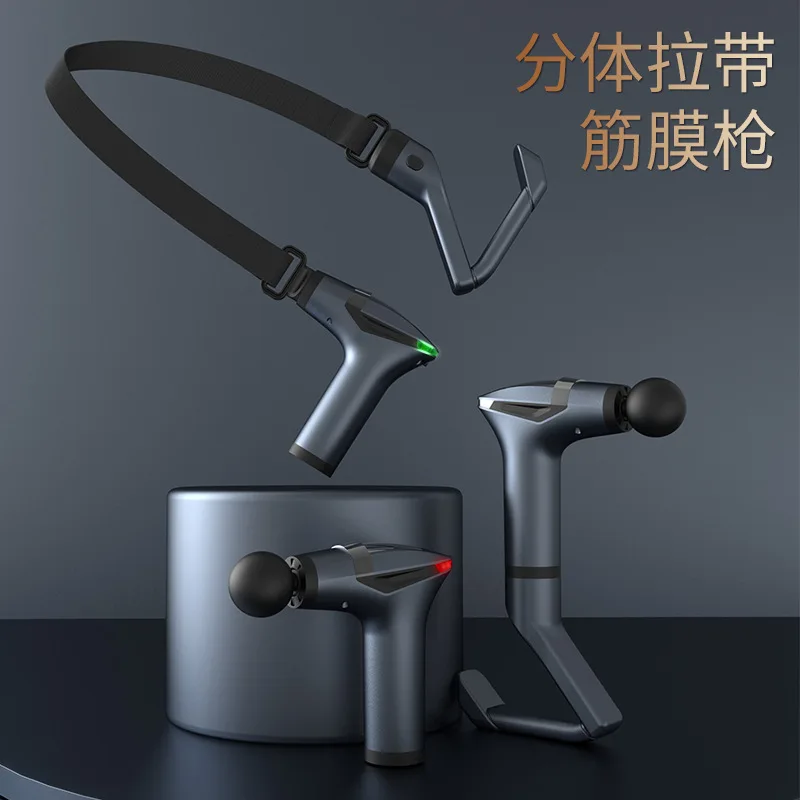 

Suitable forCross-border sub-split pull belt fascia gun, multi-functional removable handle vibration belt massage muscle fitness