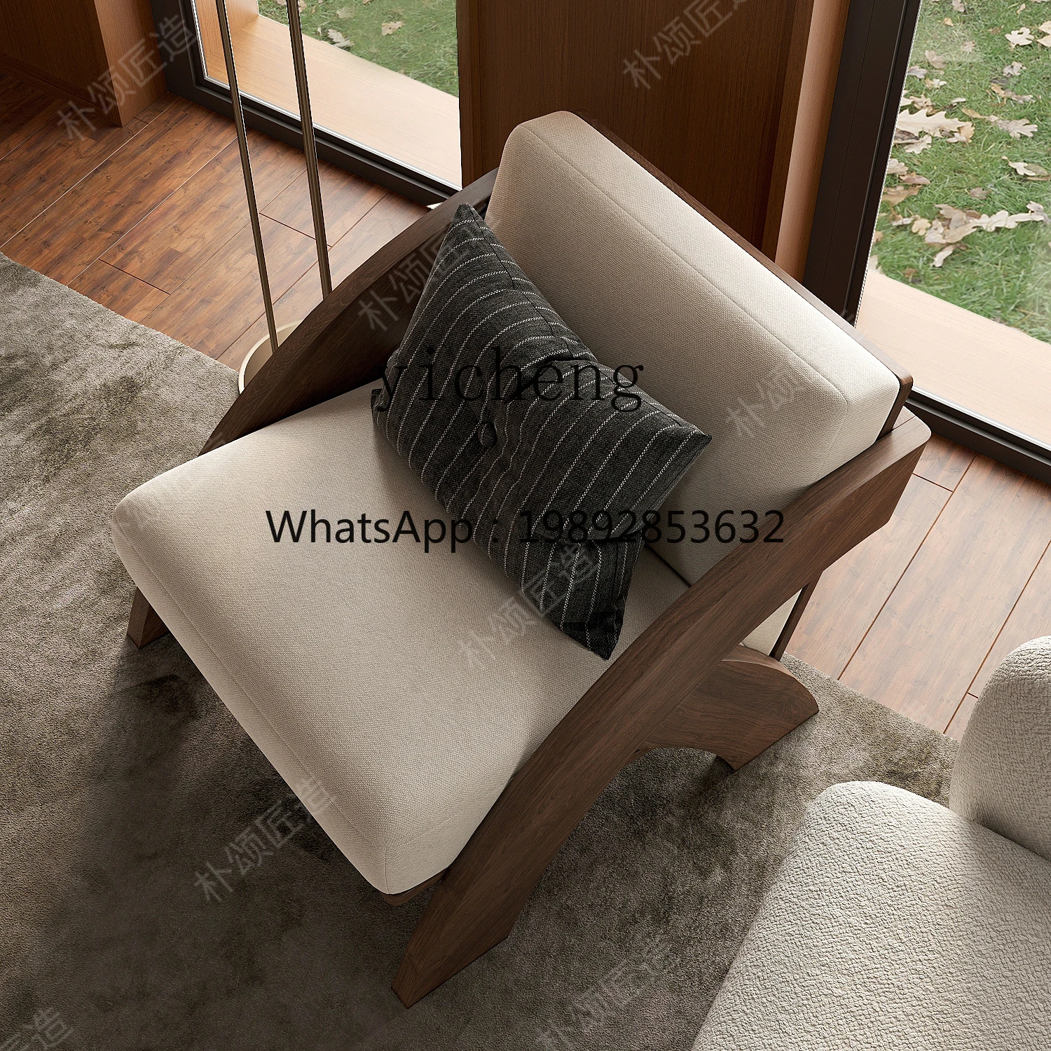 

Y1 Solid Wood Walnut Sofa Chair Stylish and Simple Home Hospitality Club Reception Leisure Chair