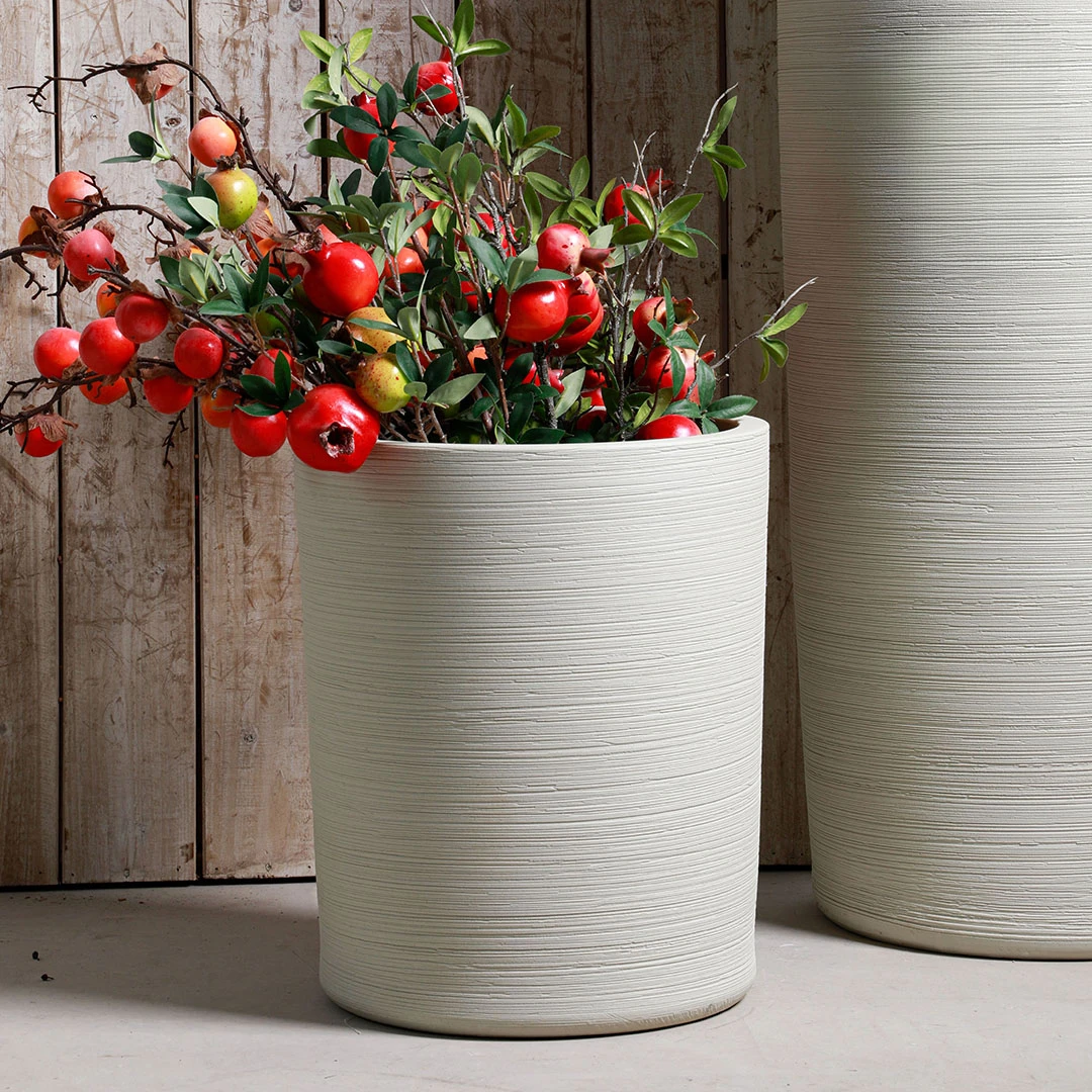 The product can be customized.Flower Pot White Ceramic Jingdezhen Modern Simple Straight Barrel Thread Villa