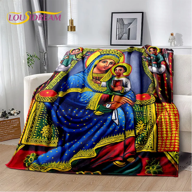 HD Africa Ethiopian Painting Art Cartoon Blanket,Soft Throw Blanket for Home Bedroom Bed Sofa Picnic Travel Office Cover Blanket