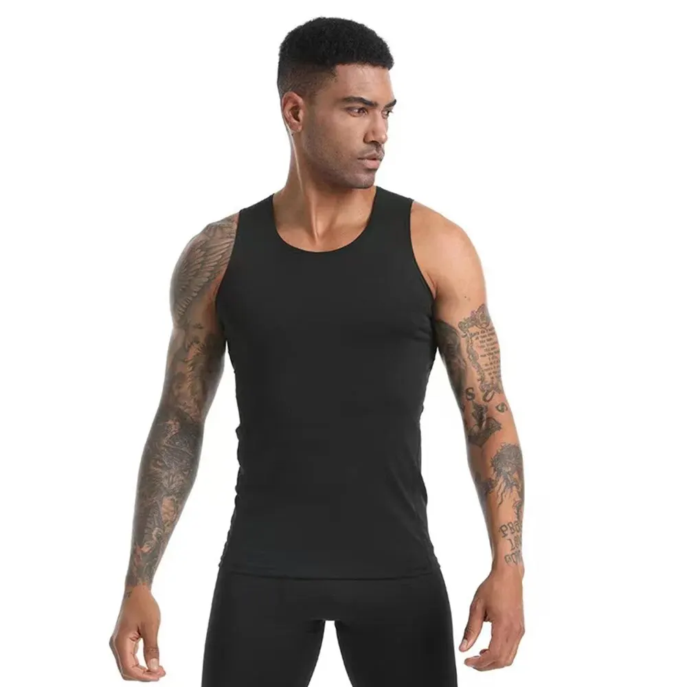 Gym Shirts for Men Sleeveless Tank Tops Workout Absorbent Quick-drying Compression Slimming Shapewear Men\'s Undershirt