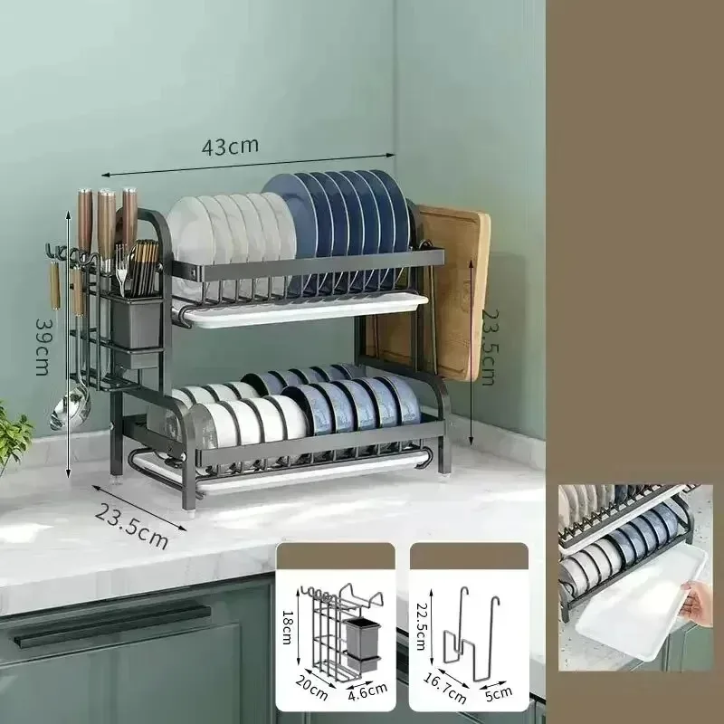 Kitchen Bowl Rack Drain Rack Cupboard Shelf Household Countertop Multifunctional Chopsticks Dish Storage Rack Box
