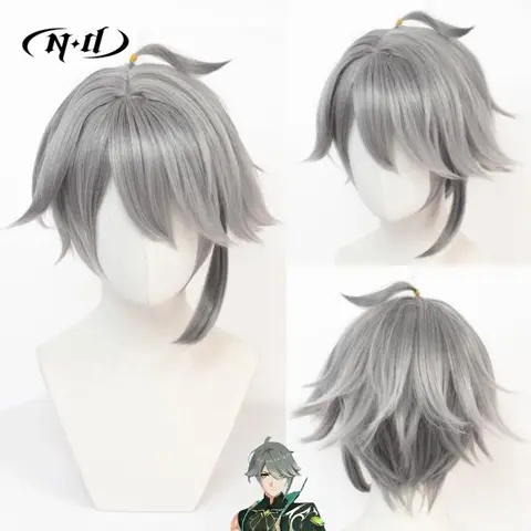 ND Alhaitham Cosplay Wigs Genshin Impact Cosplay Hair Wigs Hairpiece Heat Resistant Synthetic for Comic Con Coser Costume Party