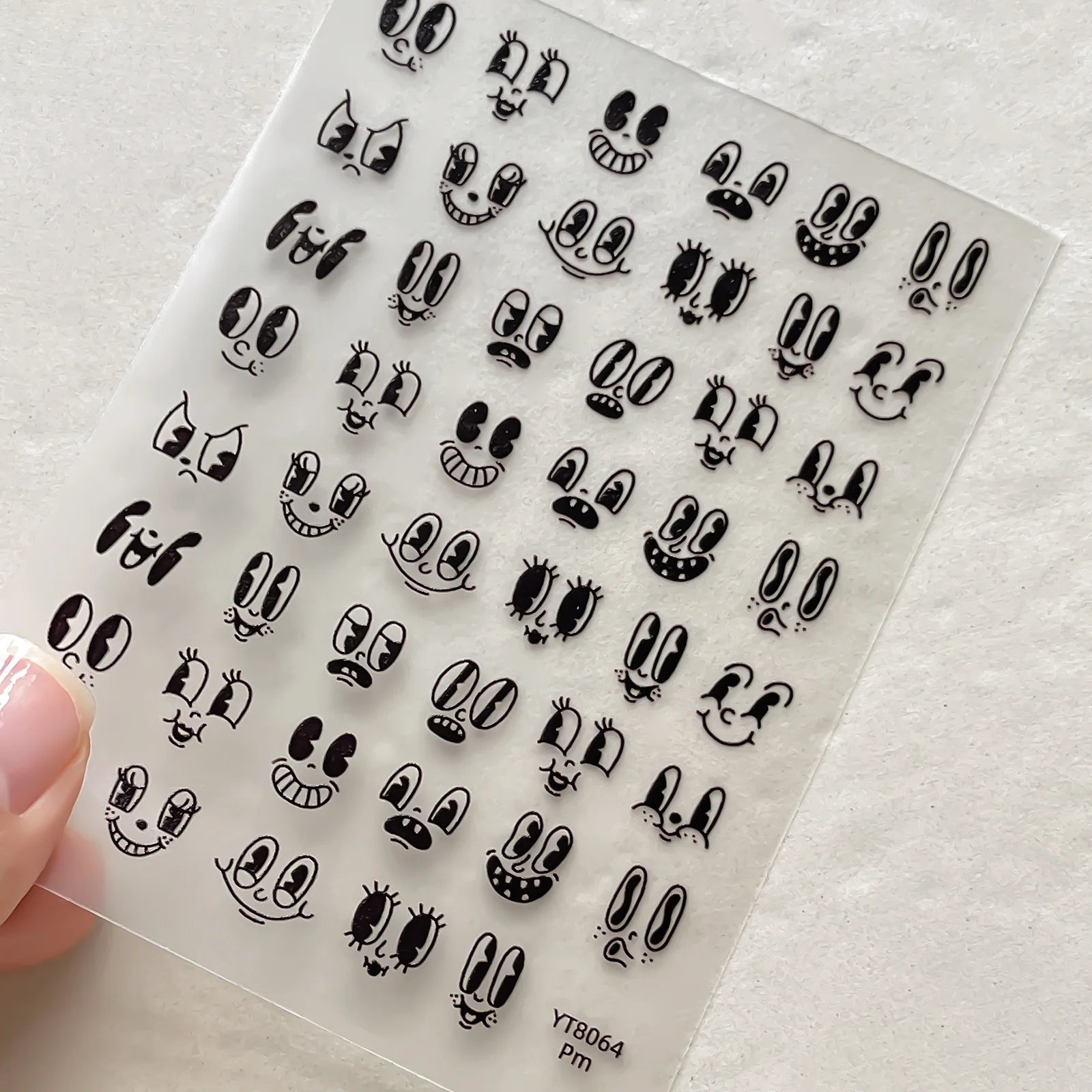 Funny Expressions Beads Sticker Nails Anime Nail Stickers Y2k Nailart Sticky Tabs Nails Art French Manicure Set Pink Accessories