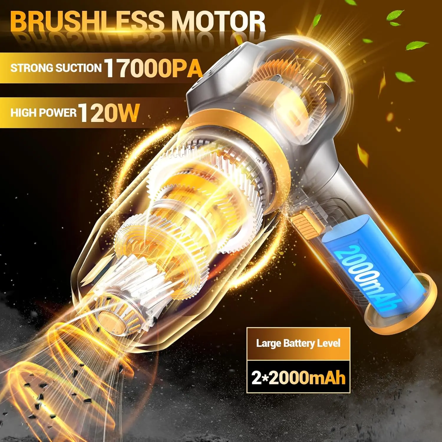 Portable Car Vacuum Cordless Mini Handheld Vacuums Cleaner Rechargeable and Multi-Nozzles, High Power Hand held Cleaners