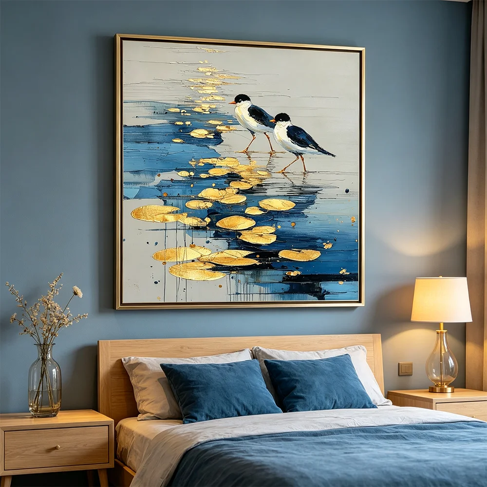 Lotus Leaf Pond Scenery Prints and Posters Animal Birds Canvas Painting Kitchen Wall Art Picture Club Bar Shop Decor Home
