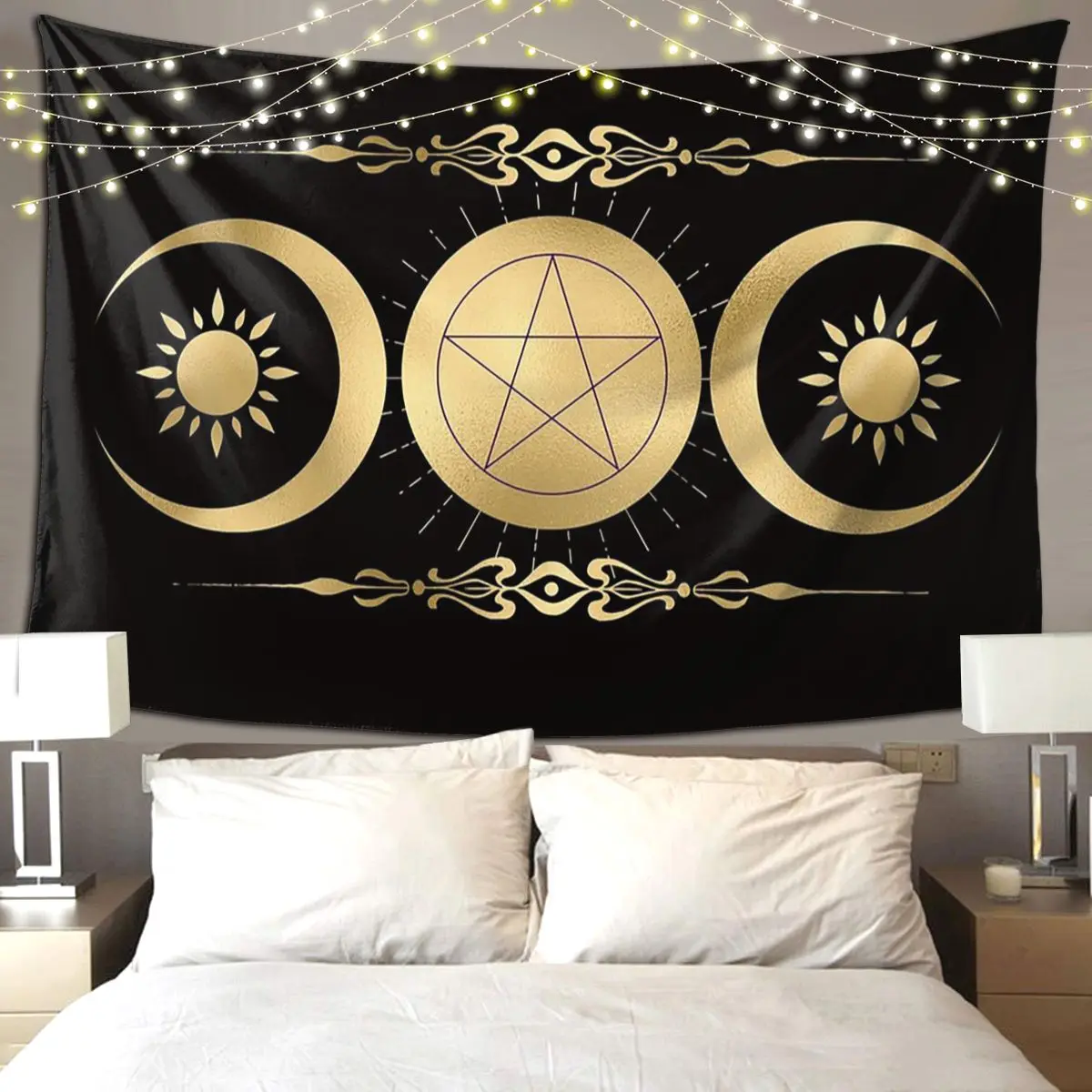 Triple Moon Goddess Tapestry Art Wall Hanging Aesthetic Home Decor Tapestries for Living Room Bedroom Dorm Room