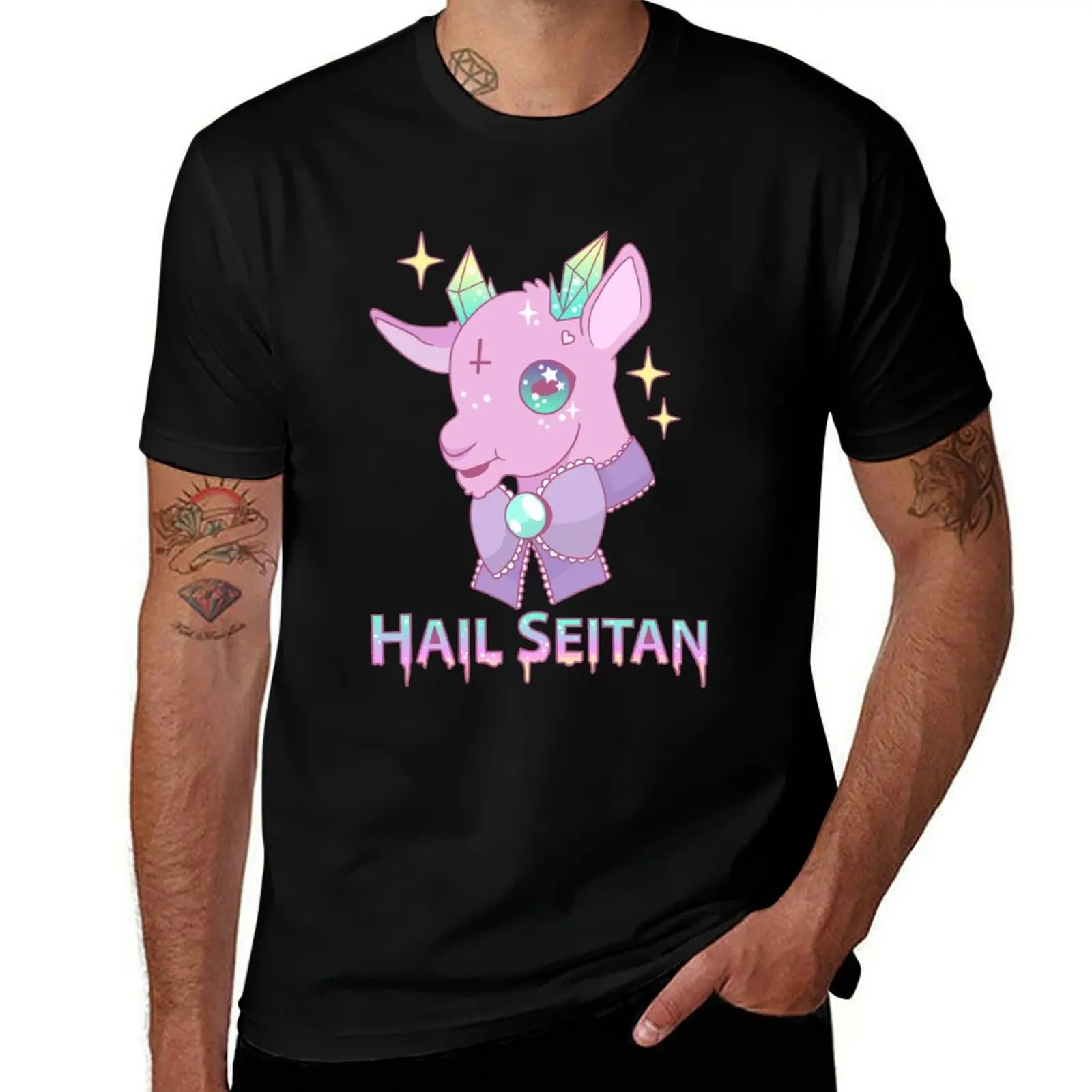 Футболка Hail Seitan, футболки для мужчин, забавные футболки с рисунком машин, футболка с темным юмором