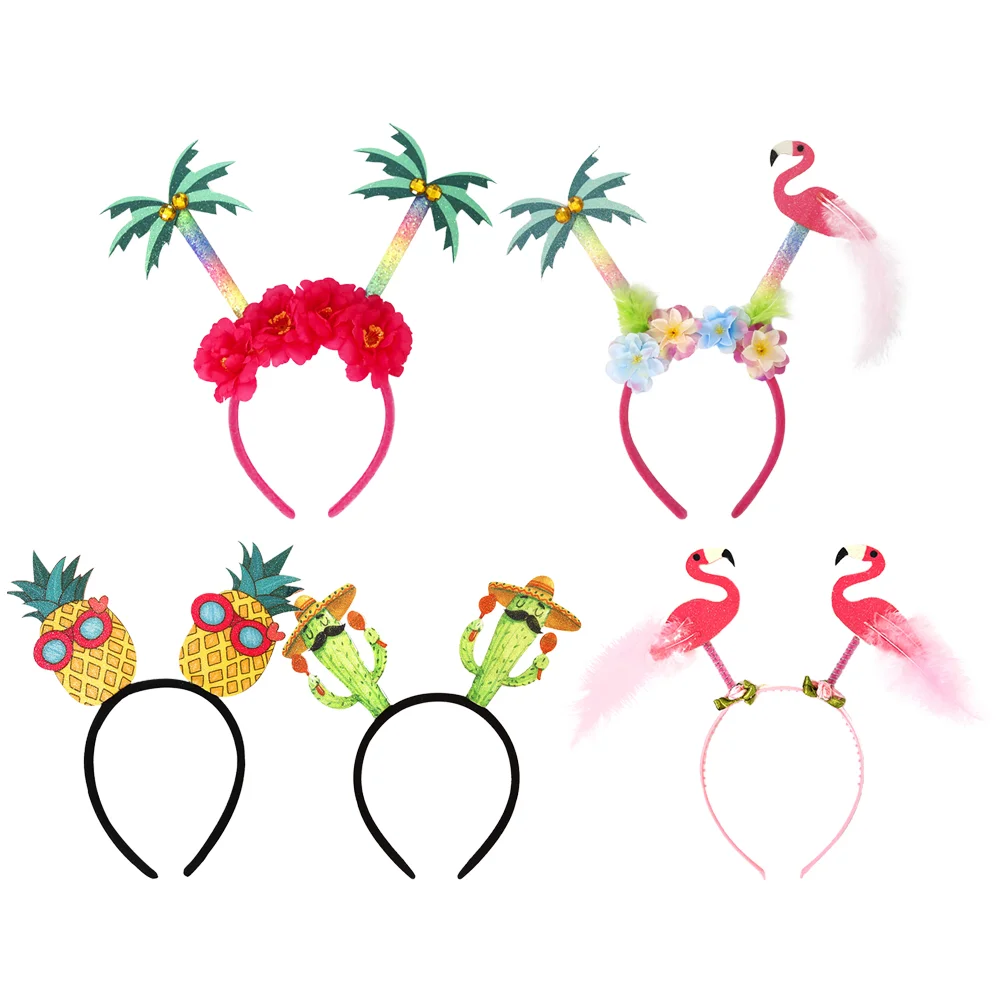 Hawaiian Headband Party Decoration Headbands Hair Accessory Cosplay Pineapple Festival Hairbands Pool Hoops Flamingo