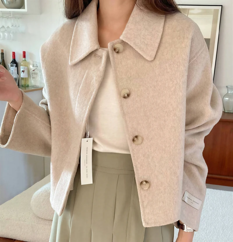 

Шерстяные пальто, женское шерстяное пальто, осеннее вельветовое жаккардовое пальто со съемными пуговицами, укороченное, на талии, с рукавами-фонариками, шикарное