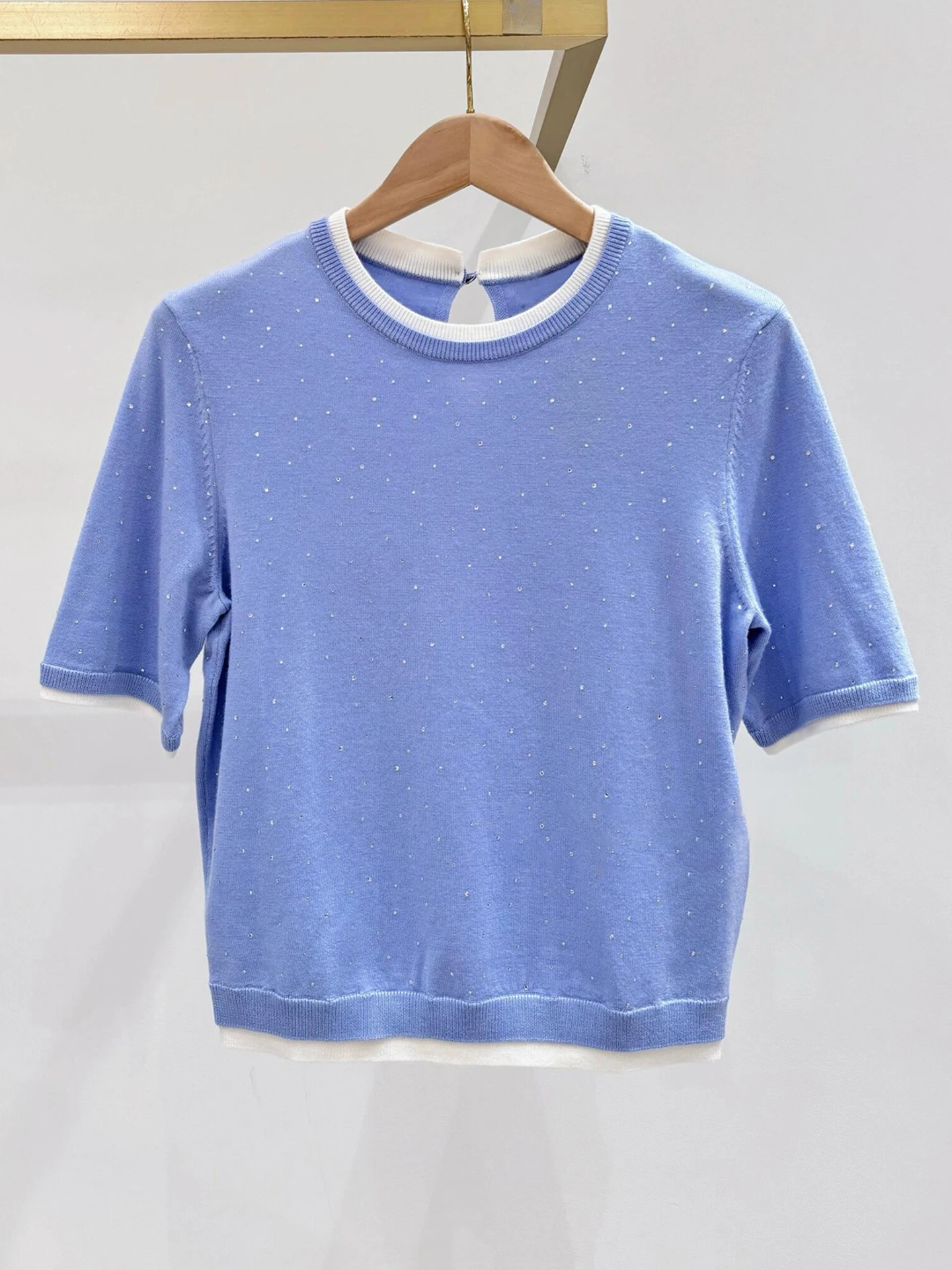 

Летний вязаный топ Sweet Ele, женский повседневный универсальный модный пуловер с бриллиантами ort Sve round Ne