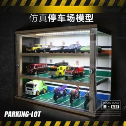 1:32スケールの駐車場モデル,防塵収納キャビネット,ライト付き,無垢材,ガレージ,ワークショップのおもちゃ