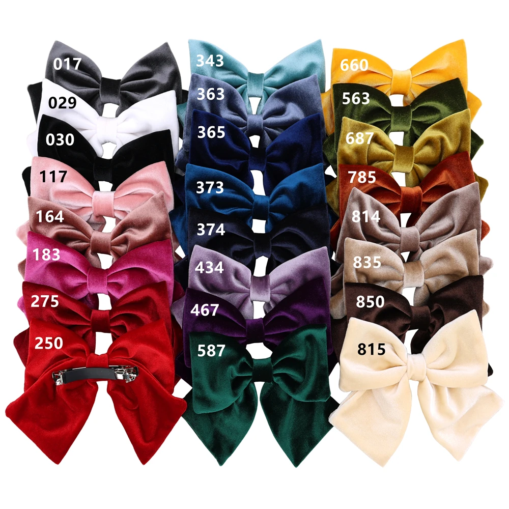 24pc/lot New 6“ Velvet Bow Hairgrips Women and Girls Velvet Bow  Hair Clips Girls Velvet Bowknot Hairpins Kids Hair Accessories