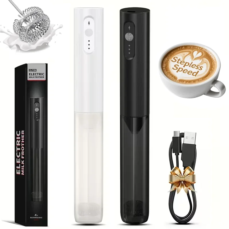 Espumador de Leche Eléctrico Inalámbrico, Mini Batidor de Café Portátil, Batidor de Huevos, Mezclador de Cocina, Agitador para Cappuccino