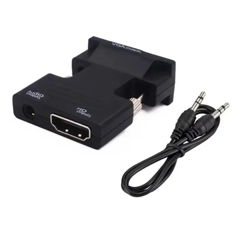 HDTV VGA Converter Adapter with Audio Female to Male for Laptop PC Monitor Projector Display Plug and Play Portable