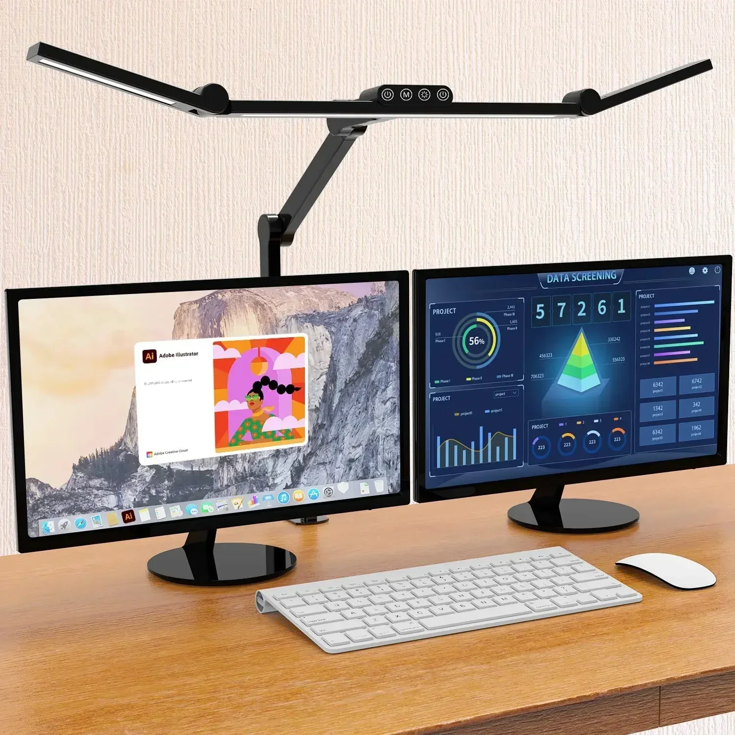 Led Desk Lamp with Clamp, Architect Desk Lamp for Home Office with Atmosphere Lighting, 24W Ultra Bright Auto Dimming Desk Light