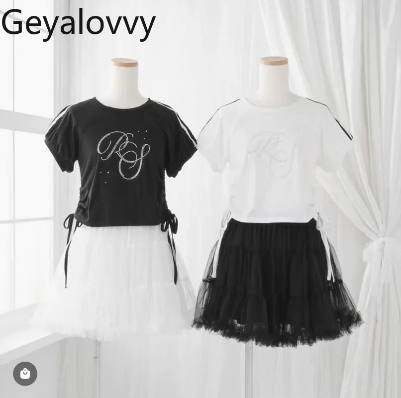 

Summer New Round Neck Short-Sleeve T-Shirt Sweet Cute Girls Tie Waist Slimming Short Top Versatile Petite Tees Kawaii Clothes