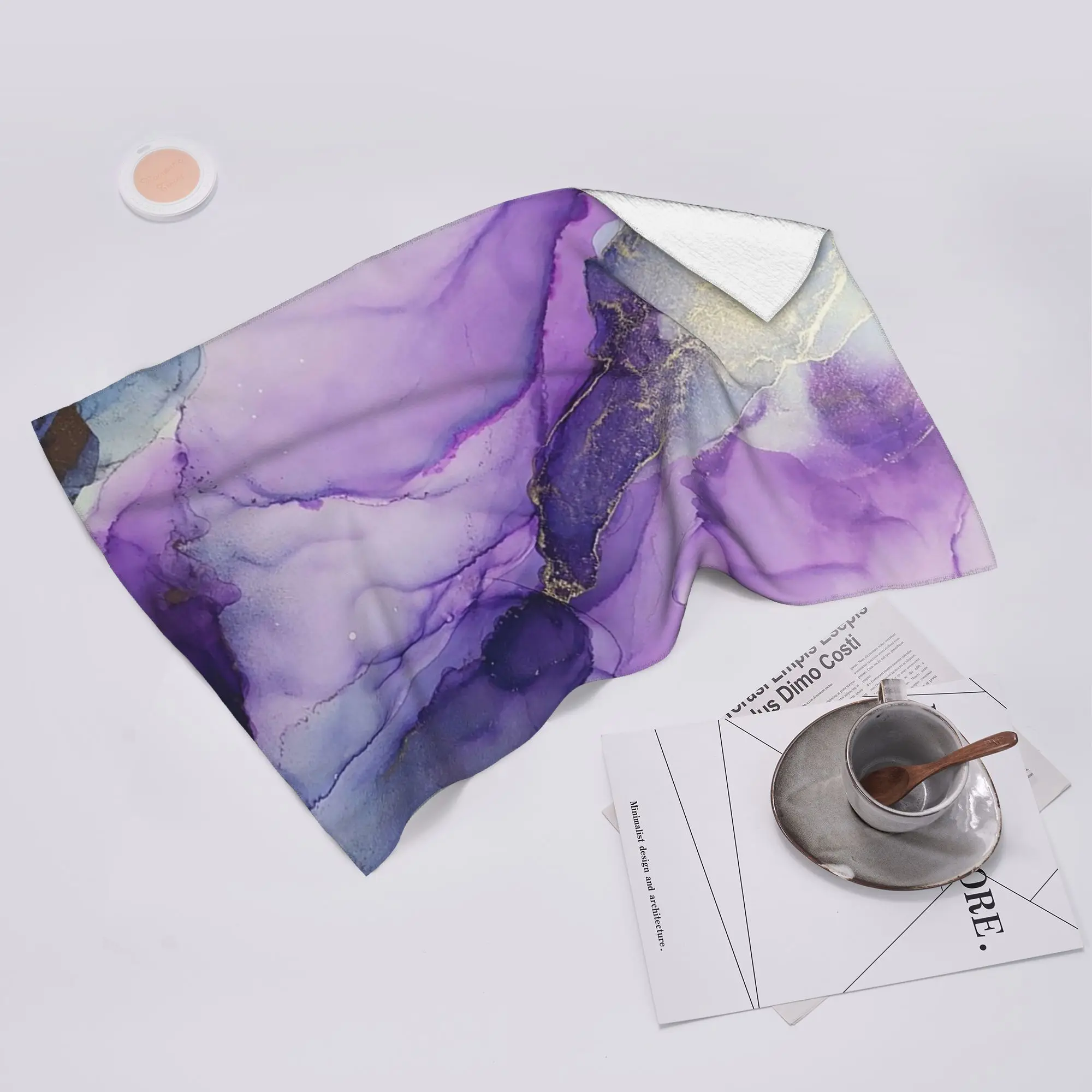 Custom Original Regal Purple Alcohol Ink Abstract A Soft Face Towel Quick Dry Pool Bath Cotton Towels Absorbent Quick