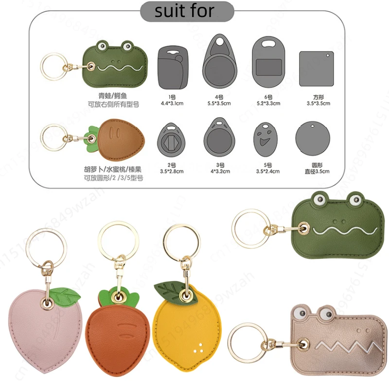 Cute Strawberry Lemon Case for Apple Airtag Protection PU Leather Cover Pendant GPS Anti-lost Keychain Case Pet Dog Cat Collar