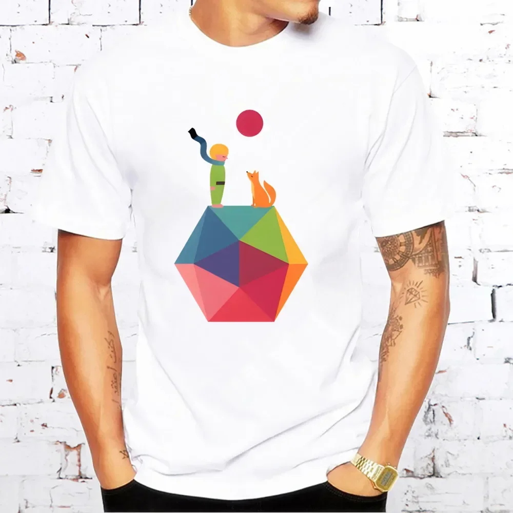 

Summer men's Earth spaceship cartoon element printed 100% pure cotton short-sleeved T-shirt streetwear trendy top