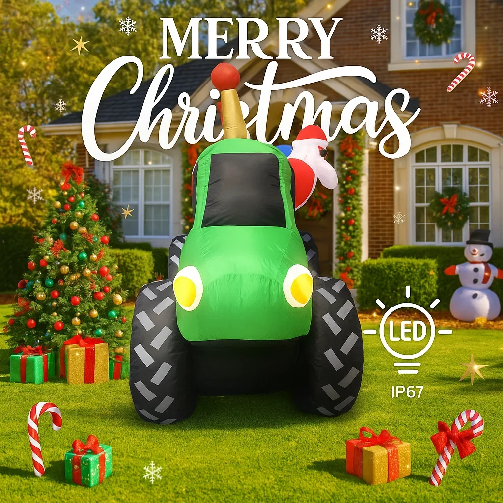 Camion monstre gonflable géant de noël de 5,9 pieds, jouet père noël avec lumières LED, décoration de pelouse de cour de noël, fournitures de fête à domicile, ornement
