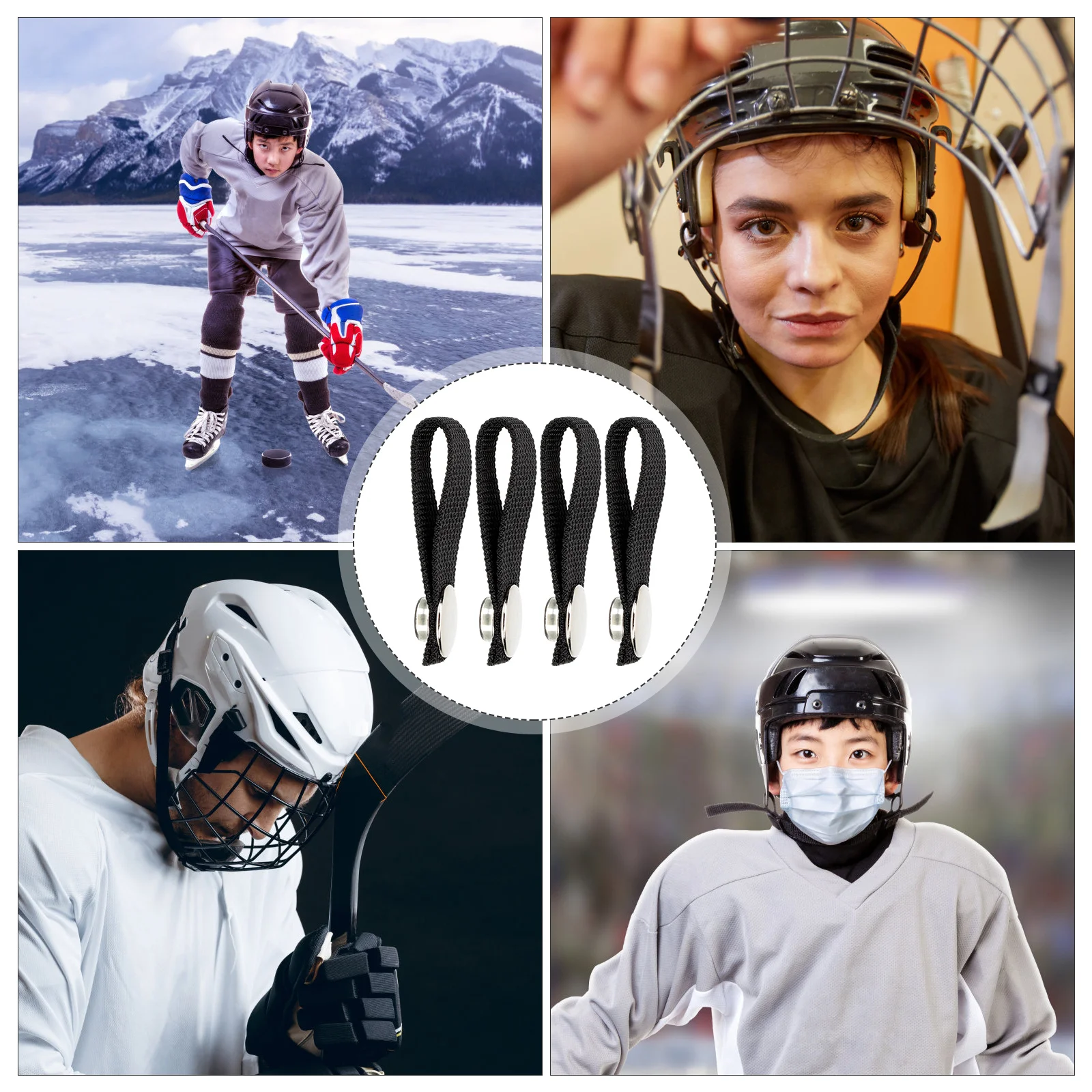 

4pcs Hockey Accessories Elastic Chin Strap For Durable Chin Strap for Black Hard Hat Replacement Single Snap