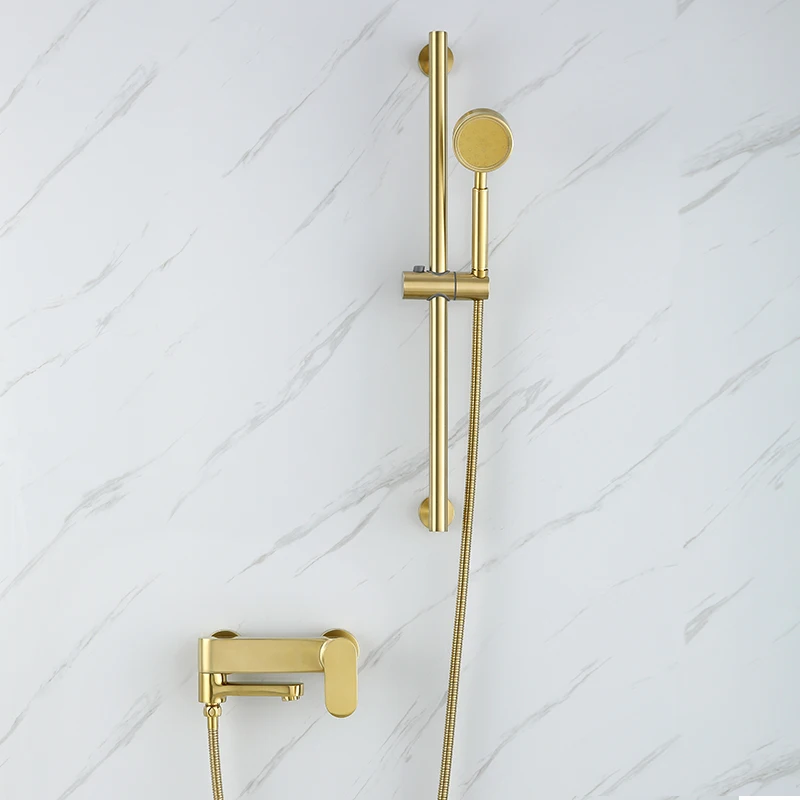 Supercharged Brushed Golden Shower Set Constant Temperature Bathtub Simple Lifting Shower Copper Household Minimalist