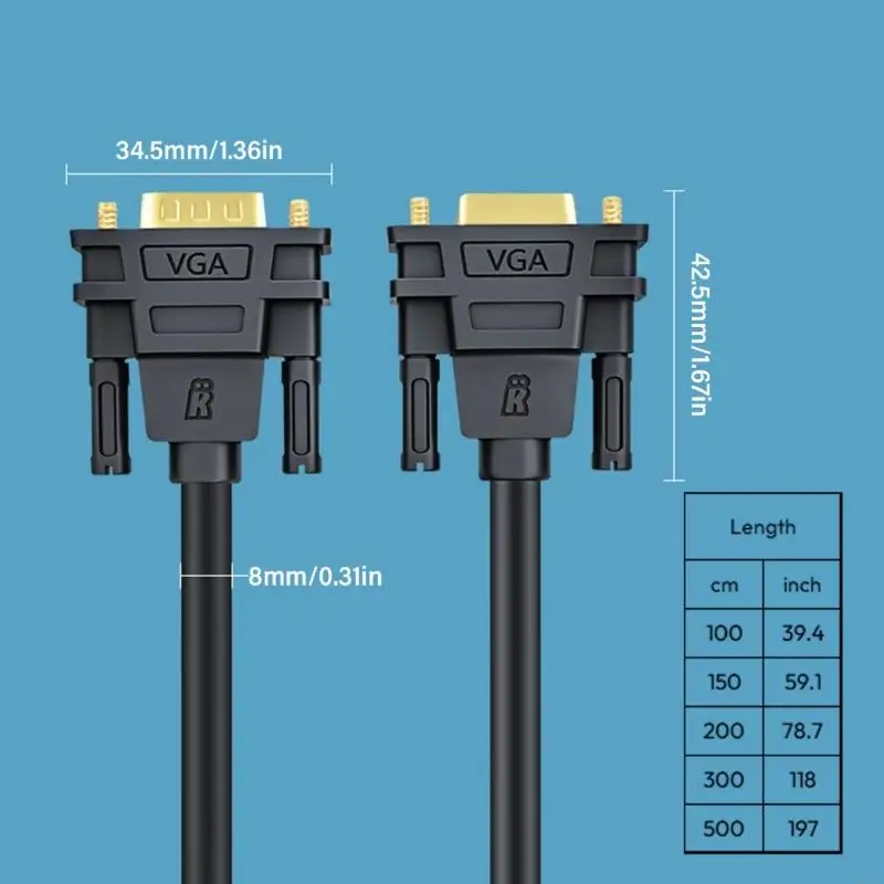 J2FC VGA Cable VGA Monitors Proyectores Cable extensión VGA Cable a