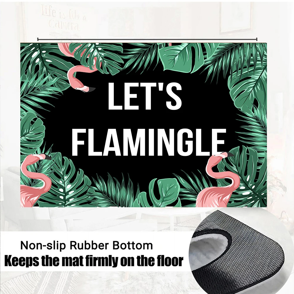 Let's Flamingle Doormat, Outdoor Funny Rug, Front Door Mat, Rubber Non-Slip Floor Mat, Kitchen Bath Mat