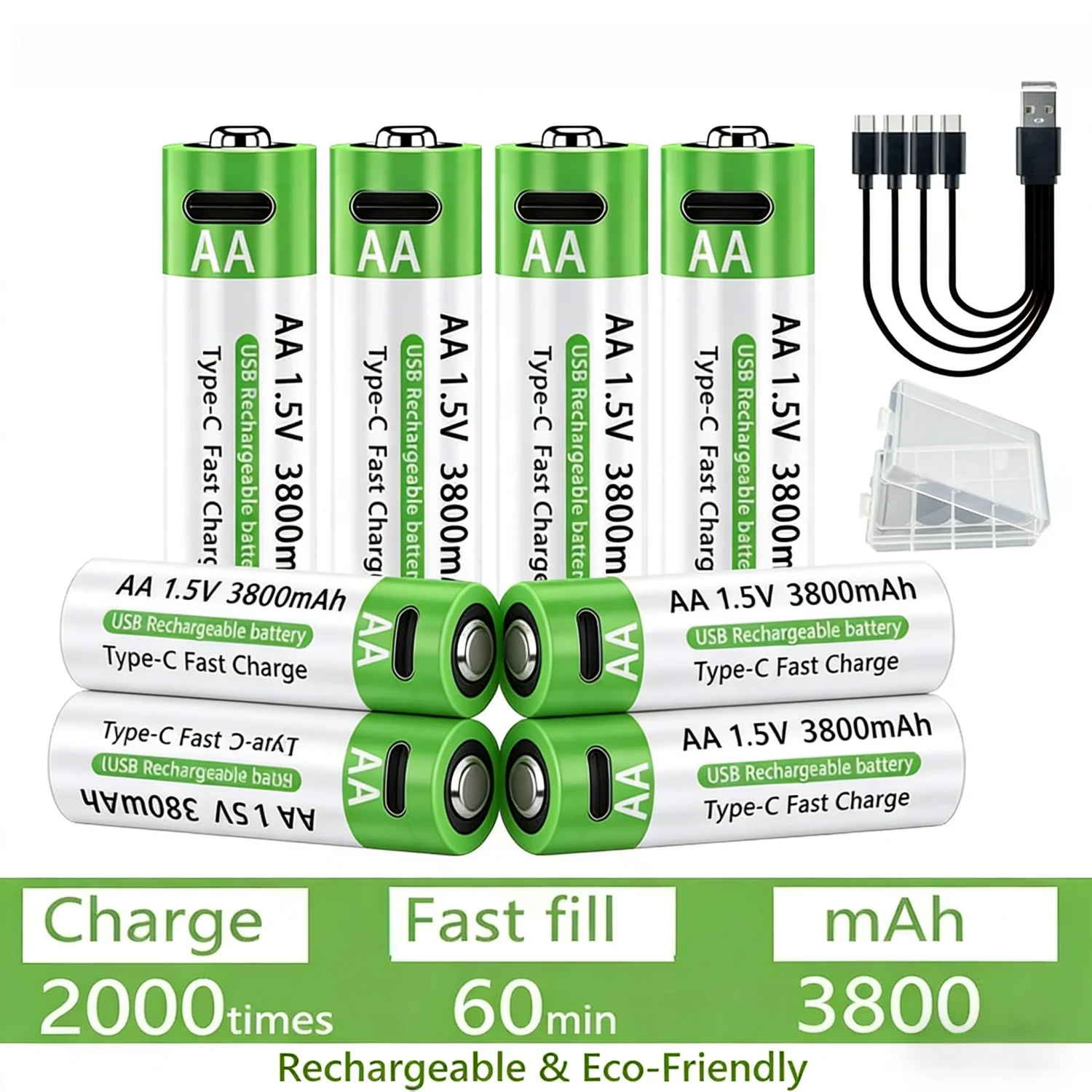 

1.5V AA 3000mAh Rechargeable Batteries 4-40 Pcs Constant Voltage Lithium Battery Type-C Fast Charging for Remote Mouse Toy Ect
