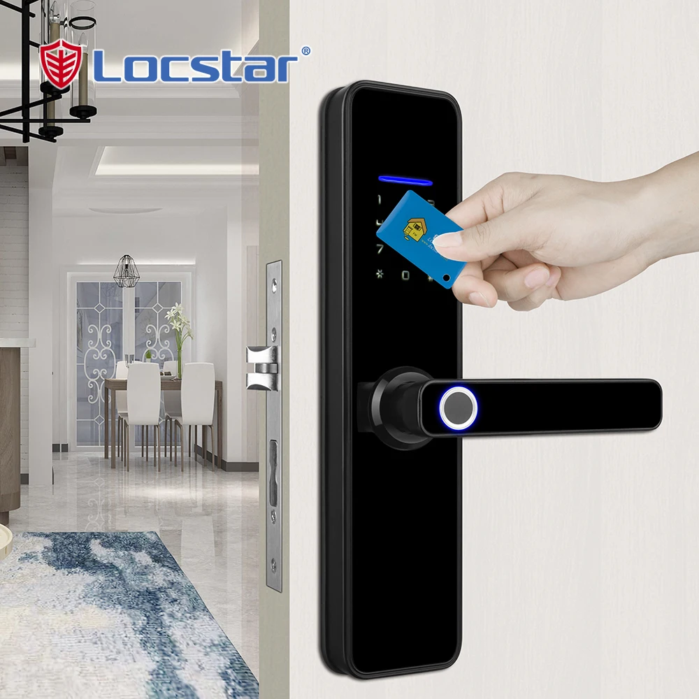 

Locstar Wifi Biometric Home Cylinder Electric Blue Tooth Tuya Locks Key Fingerprint TTlock Bedroom Smart Password Door Lock